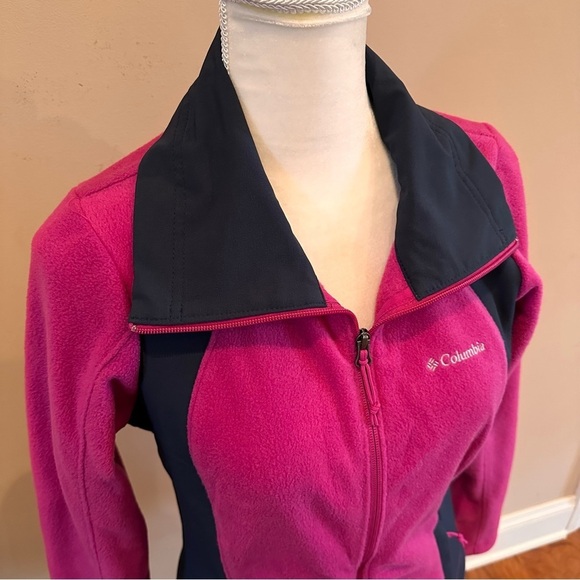 Columbia Purple Pink & Navy Blue Full Zip Fleece Jacket Size Medium - Picture 4 of 7